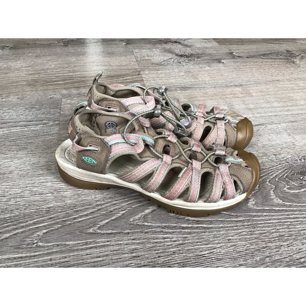 KEEN Womens Size 8 M Whisper Sandals Washable Taupe/Coral Slip On 1022810